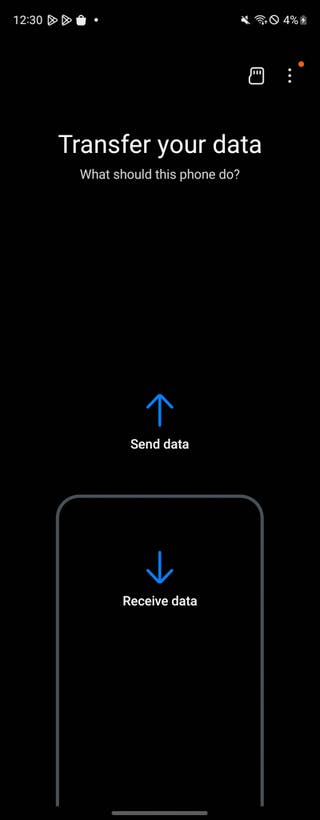 A screenshot that says "Transfer your data. What should this phone do?"