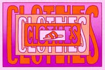 A colorful graphic of the word "CLOTHES" in various sized boxes nesting within one another.