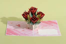 An assembled Paper Love 3D Floral Arrangement card