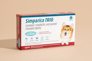 A box of Simparica Trio Chewable Tablet for Dogs.