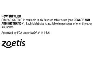 A screenshot from the product insert of Simparica Trio Chewable Tablets for Dogs.