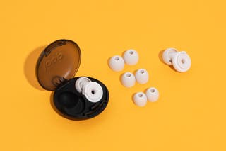 Our pick for best earplugs if you want adjustable noise reduction, the Loop Switch earplugs, which include 4 pairs of ear tips.