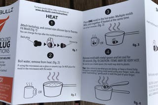 The instruction manual for molding the our pick for best earplugs if you want a semi-custom earplug design, the Decibullz Professional High Fidelity Earplugs.