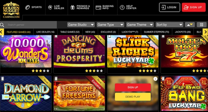 Golden Nugget Online Casino Games Selection