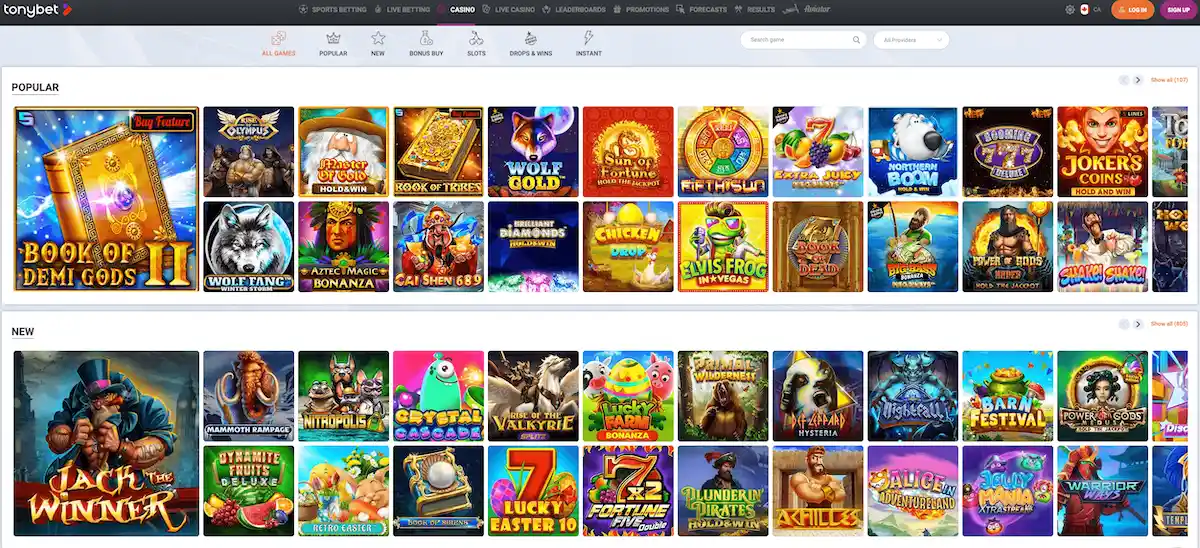 TonyBet Casino Games