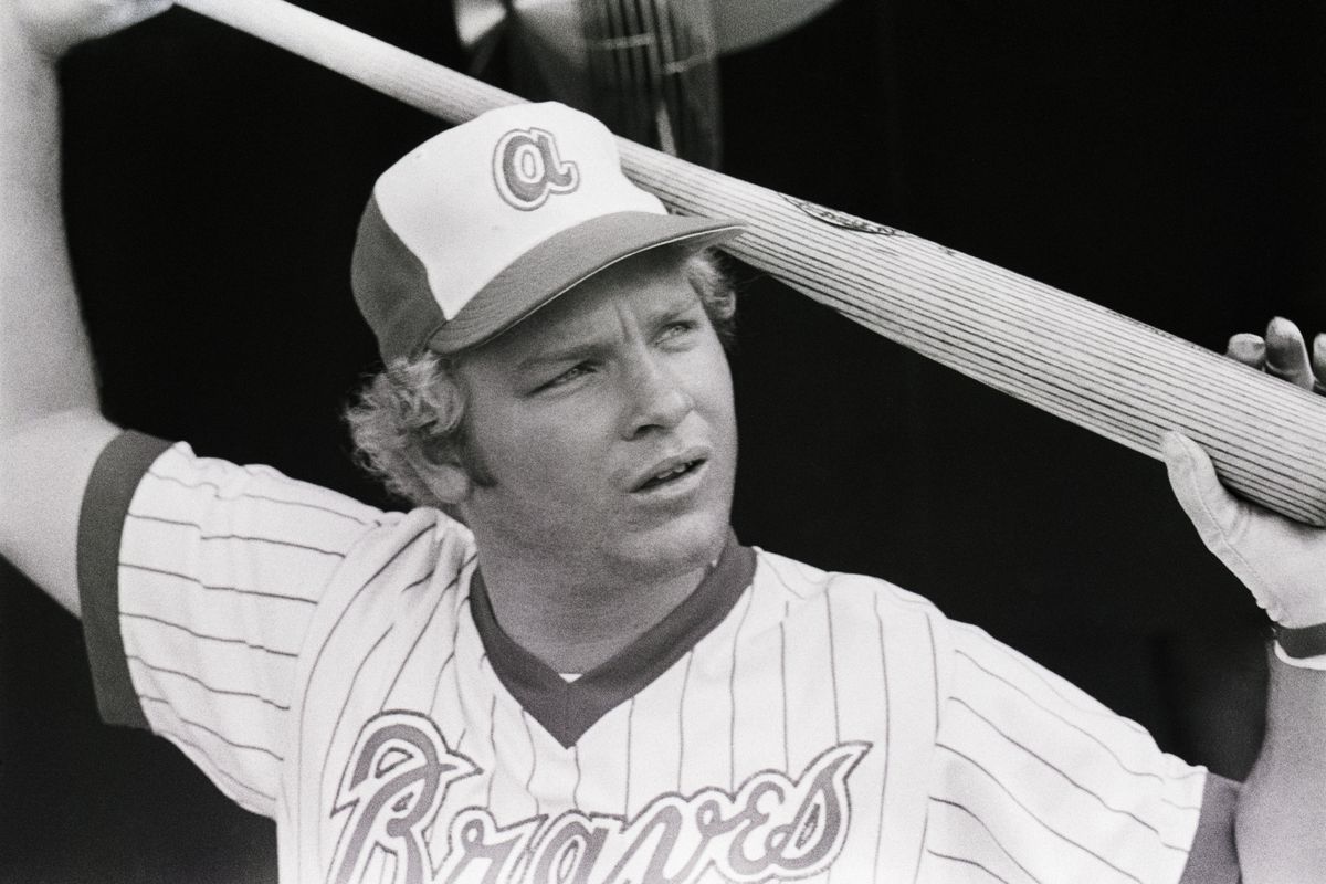 Bob Horner Holding Baseball Bat Overhead