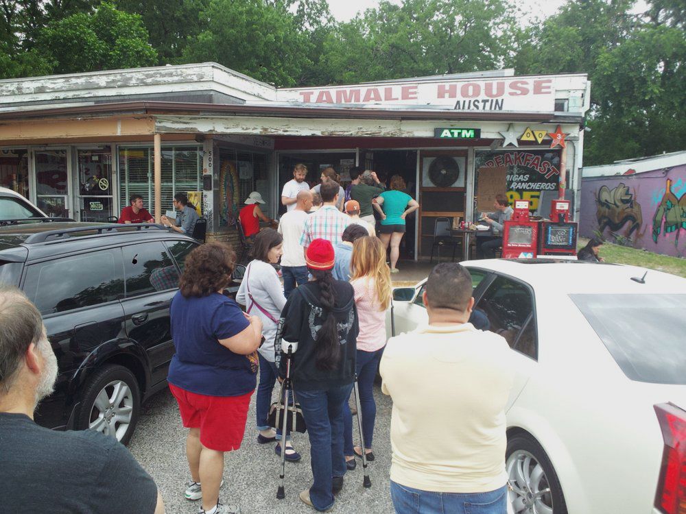 Loyal patrons waiting for tacos outside&nbsp;Tamale&nbsp;House&nbsp;#3