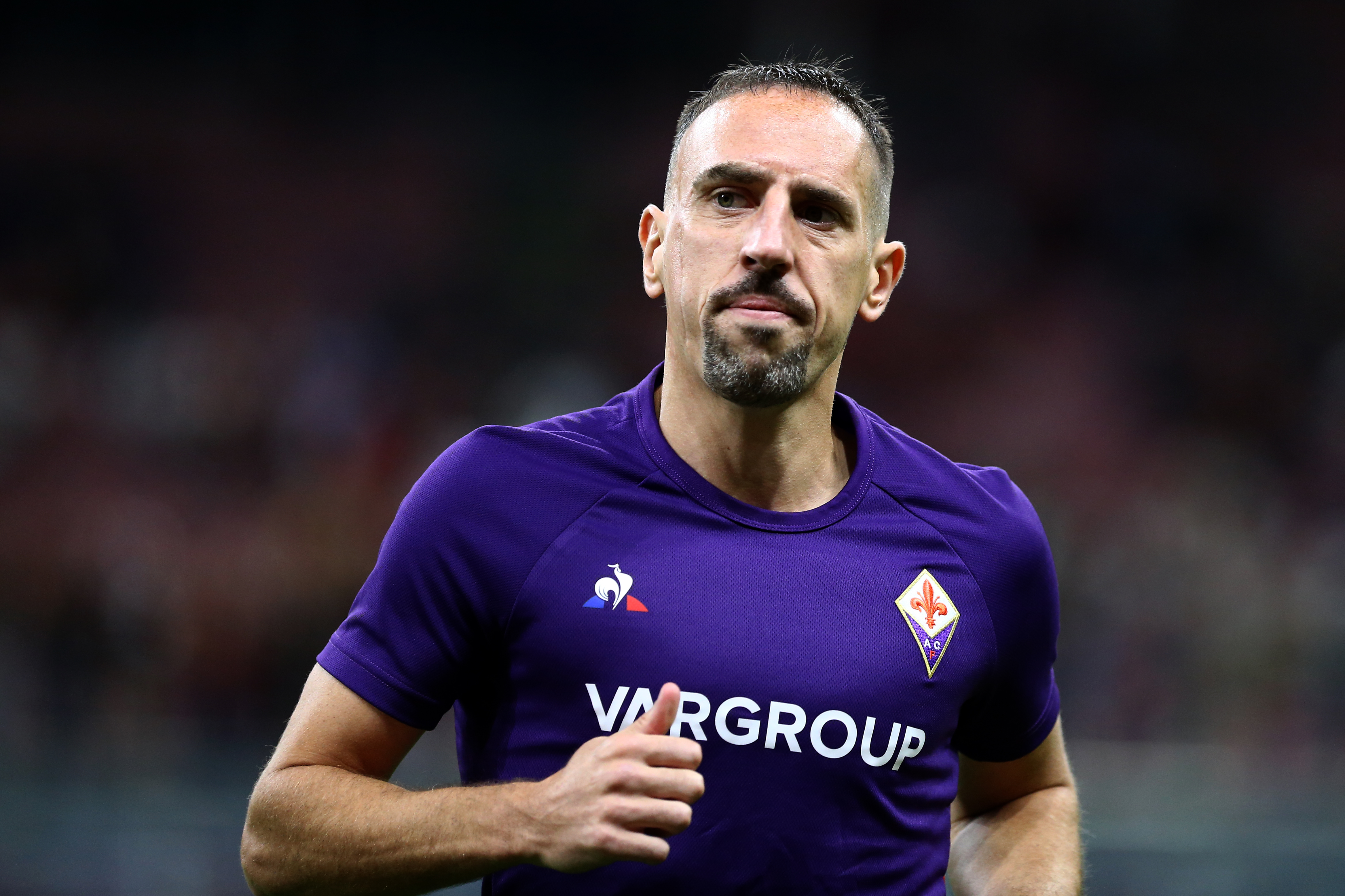 Franck Ribery of Ac Fiorentina looks on before the Serie...