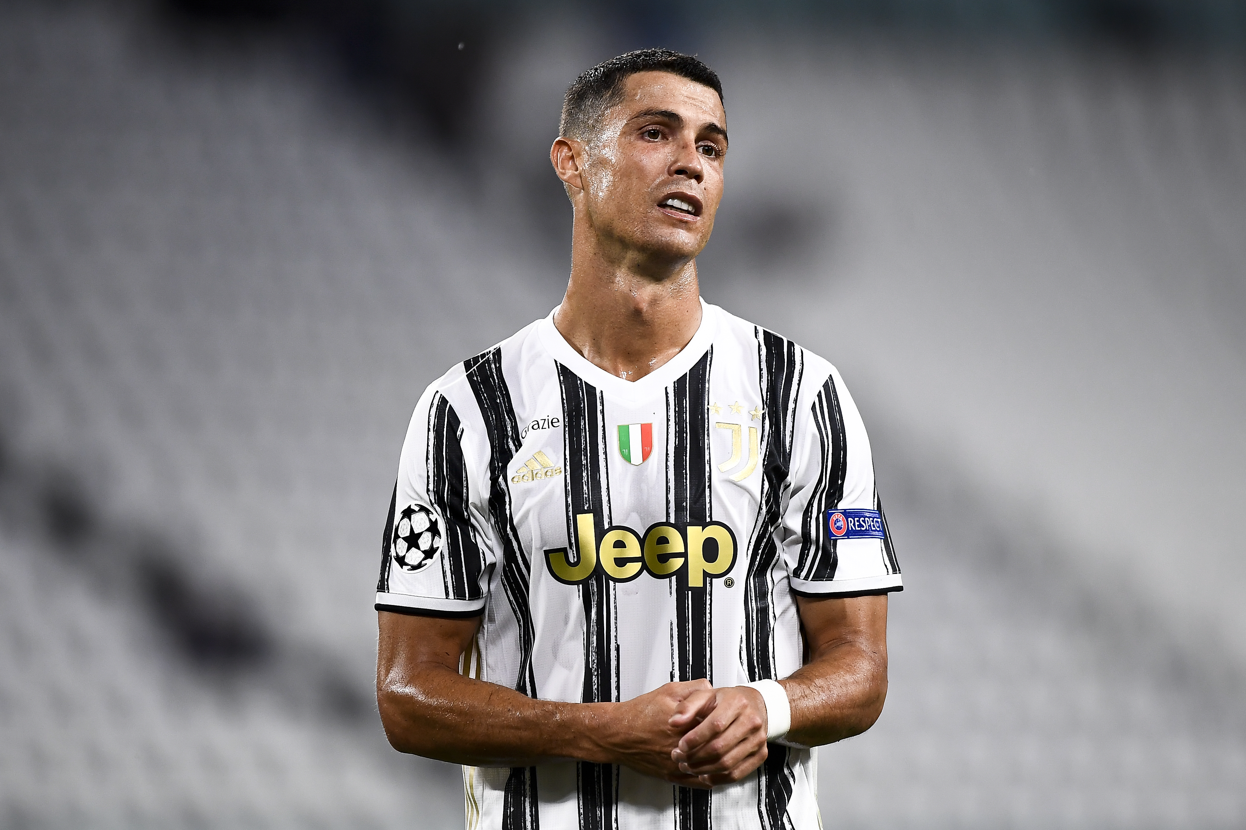 Cristiano Ronaldo of Juventus FC looks dejected during the...