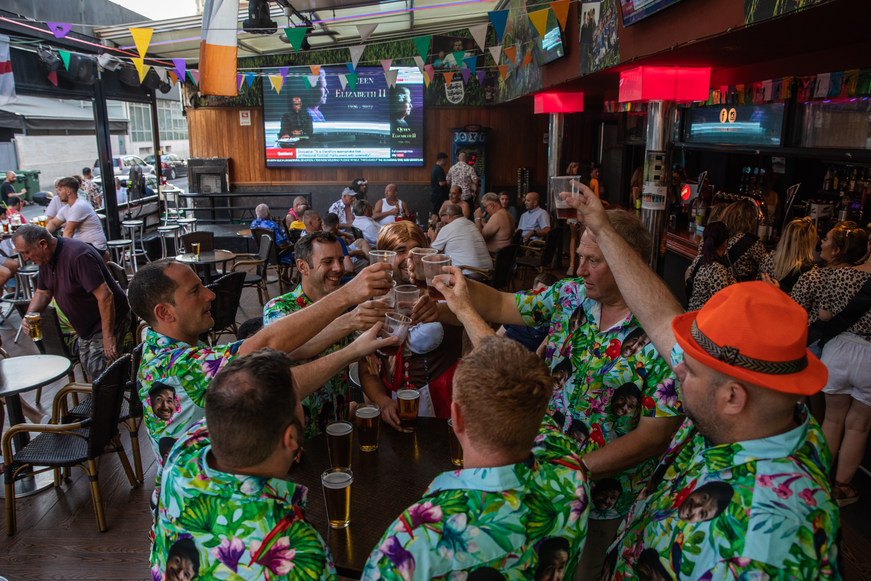 British Tourists In Benidorm Pay Tribute To Queen Elizabeth II