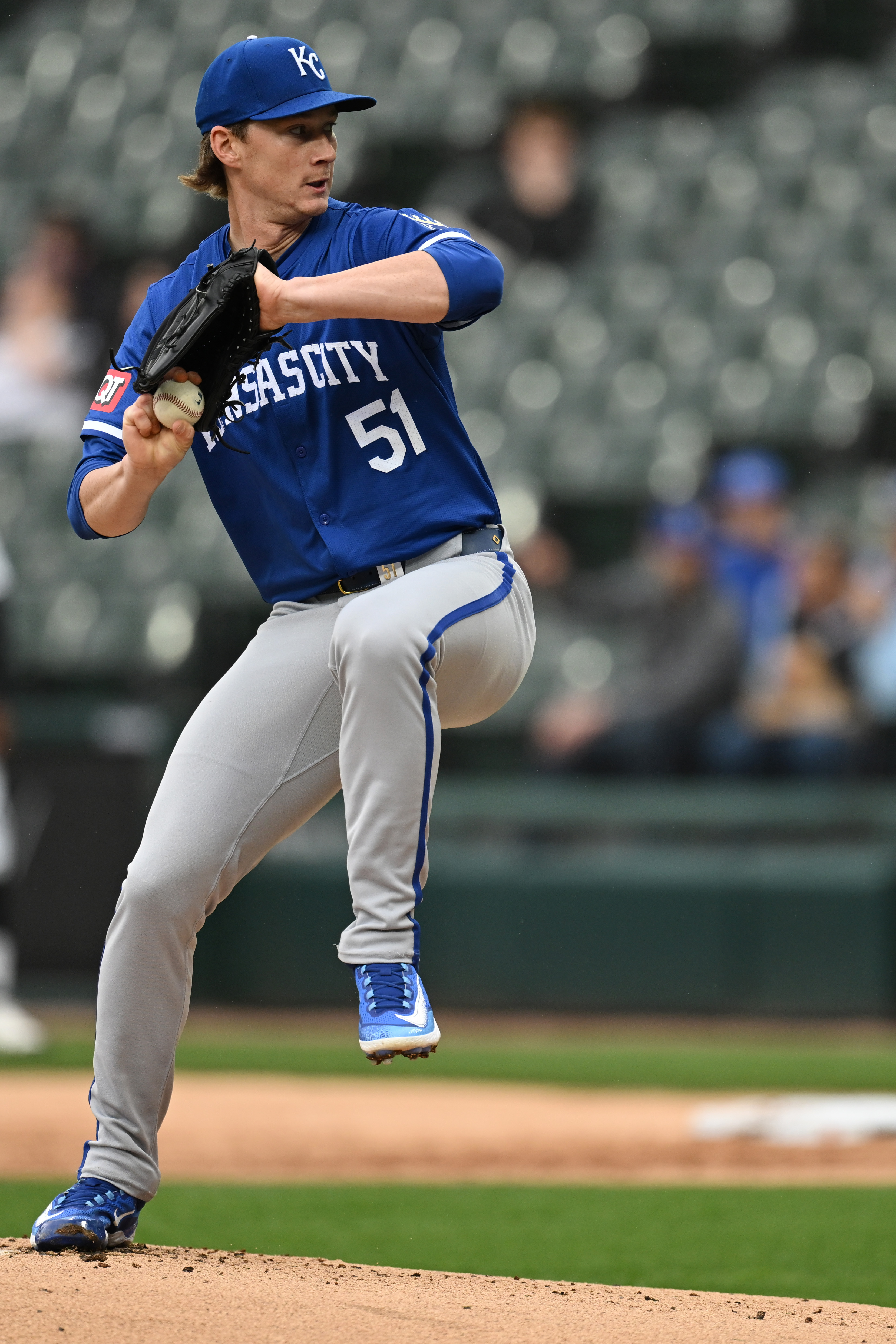 Starting pitcher Brady Singer #51 of the Kansas City Royals throws in the first inning during Game One of a doubleheader against the Chicago White Sox at Guaranteed Rate Field on April 17, 2024 in Chicago, Illinois.