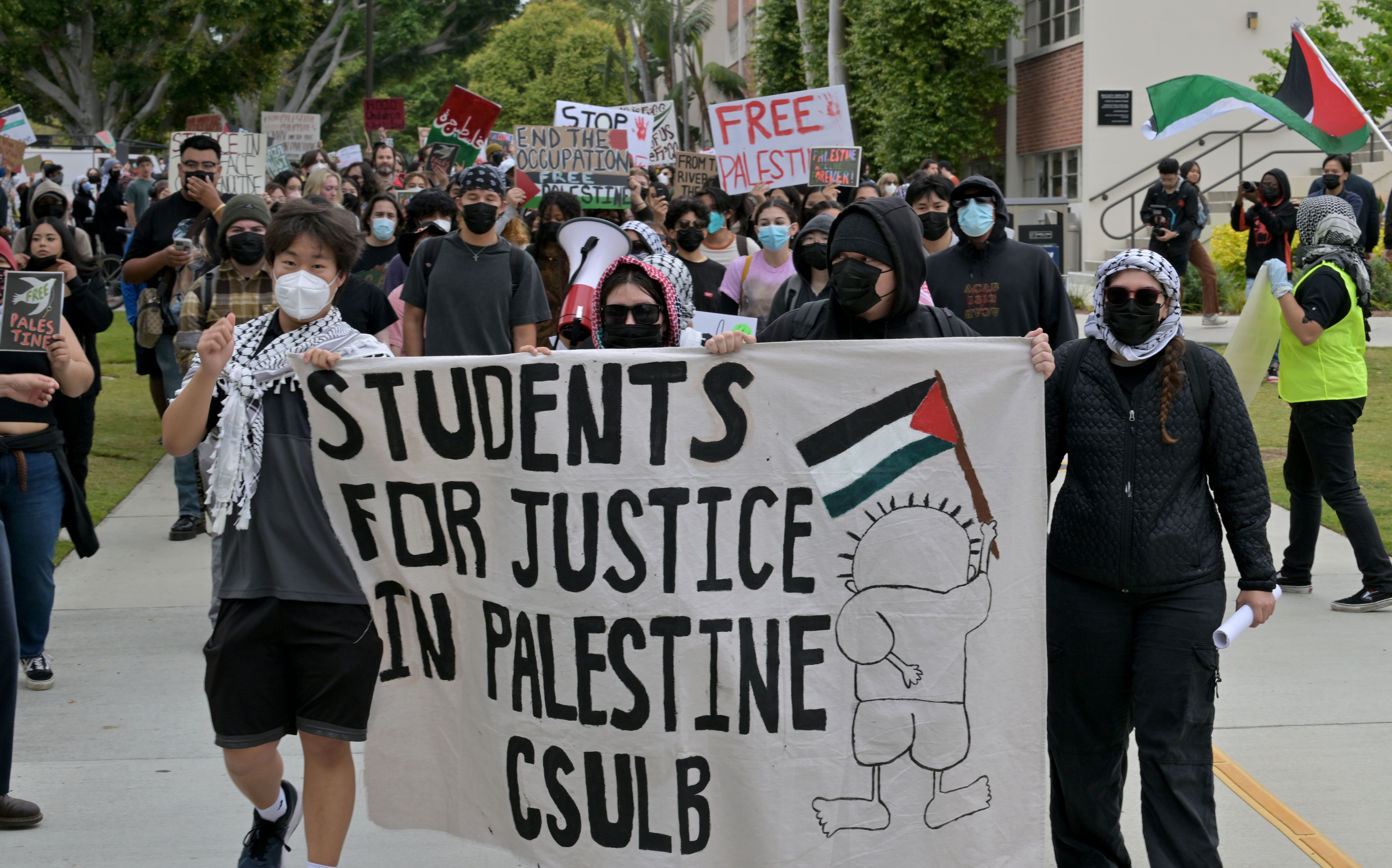 Students and faculty held a pro-Palestinian protest on campus at Cal State Long Beach.