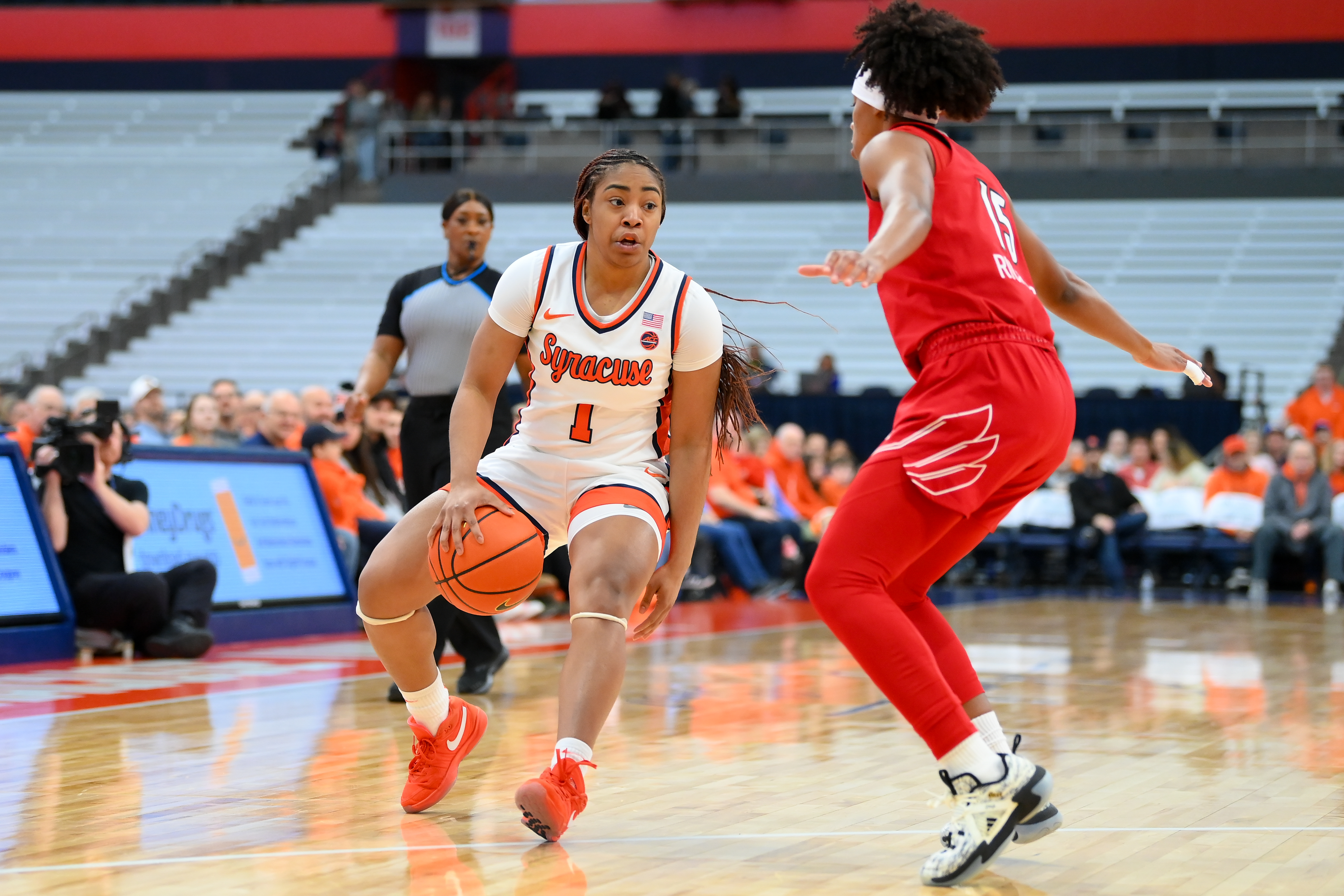 Marquette’s Kennedi Perkins, while playing at Syracuse in 2023-24