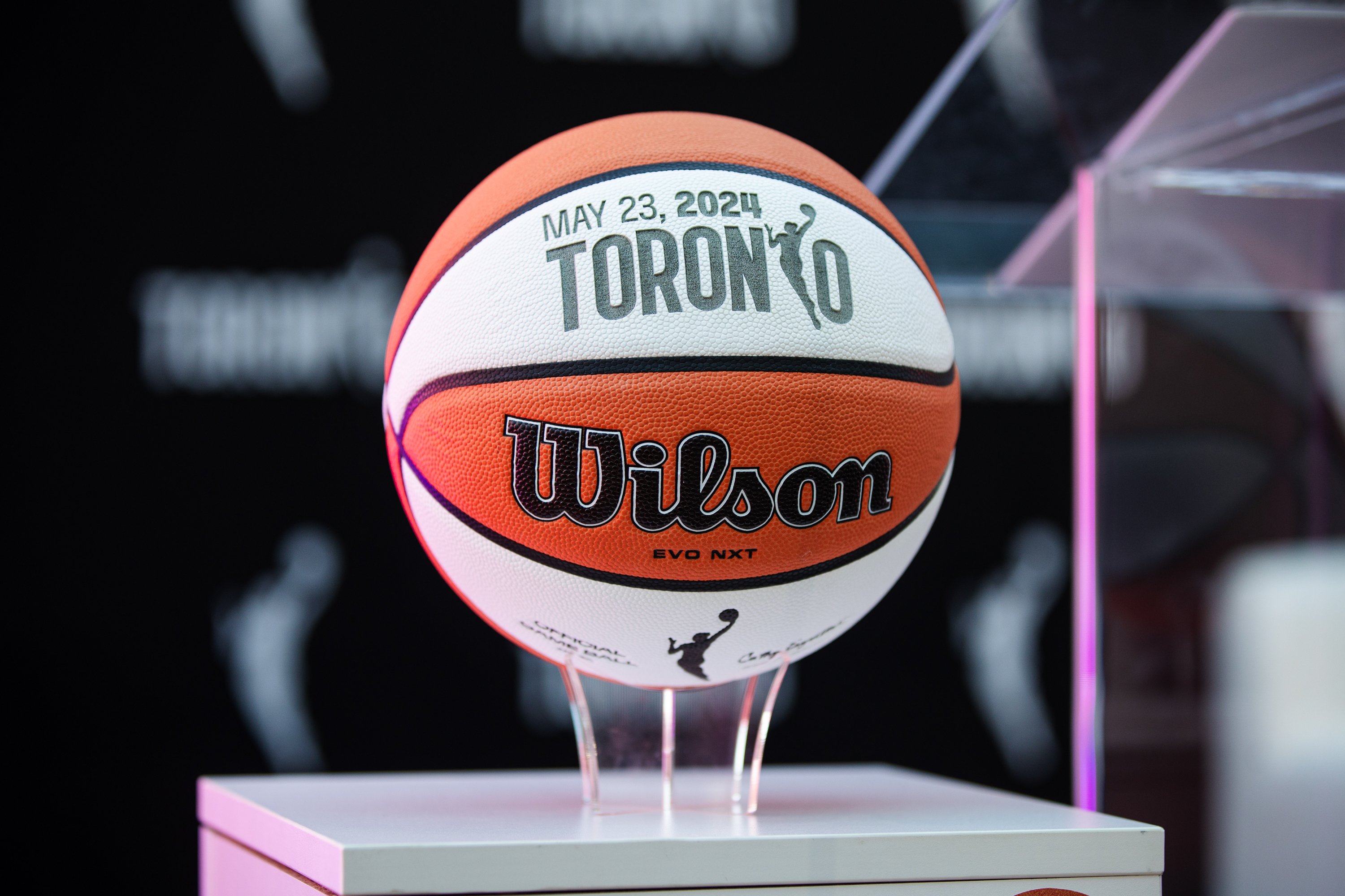 Prime Minister Justin Trudeau and other dignitaries announce the expansion of the WNBA to Canada with a team in Toronto.