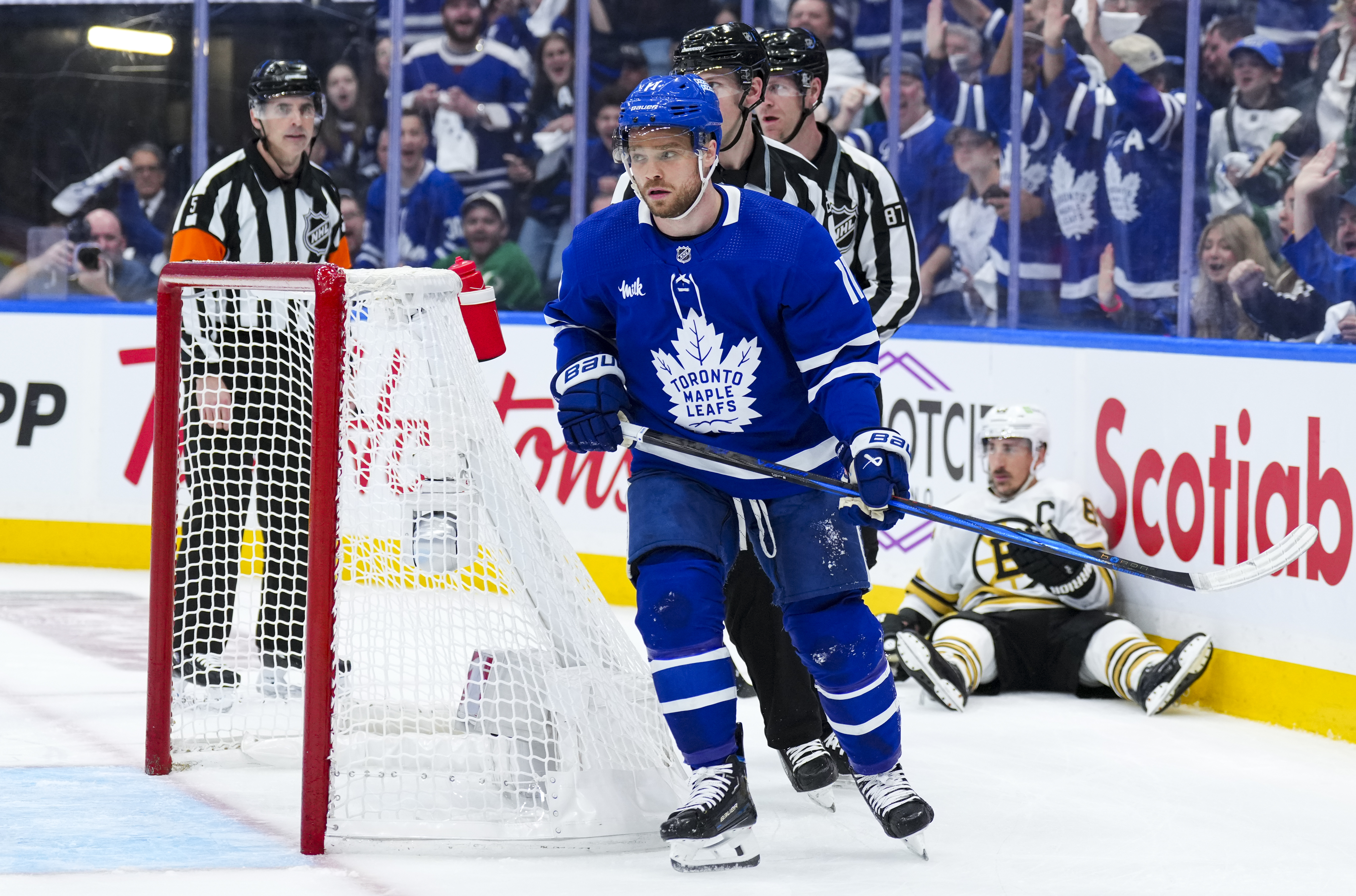 Max Domi of the Toronto Maple Leafs skates against the Boston Bruins during the first period in Game Six of the First Round of the 2024 Stanley Cup Playoffs at Scotiabank Arena on May 2, 2024 in Toronto, Ontario, Canada.