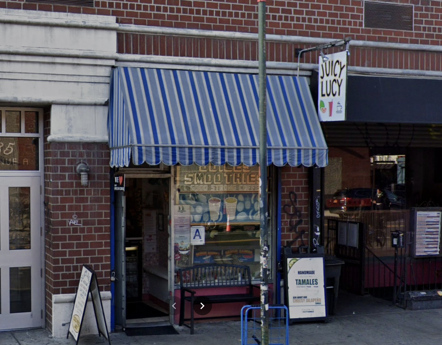 The exterior of Juicy Lucy in 2017. In addition to smoothies and juices, the shop sold tamales.