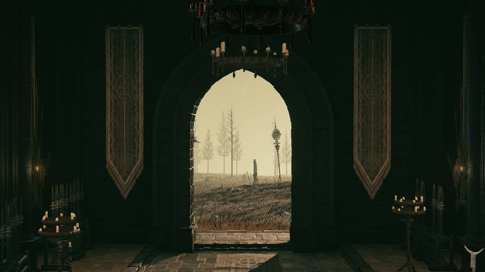 The back gate of the Shadow Keep from Elden Ring’s DLC, Shadow of the Erdtree.