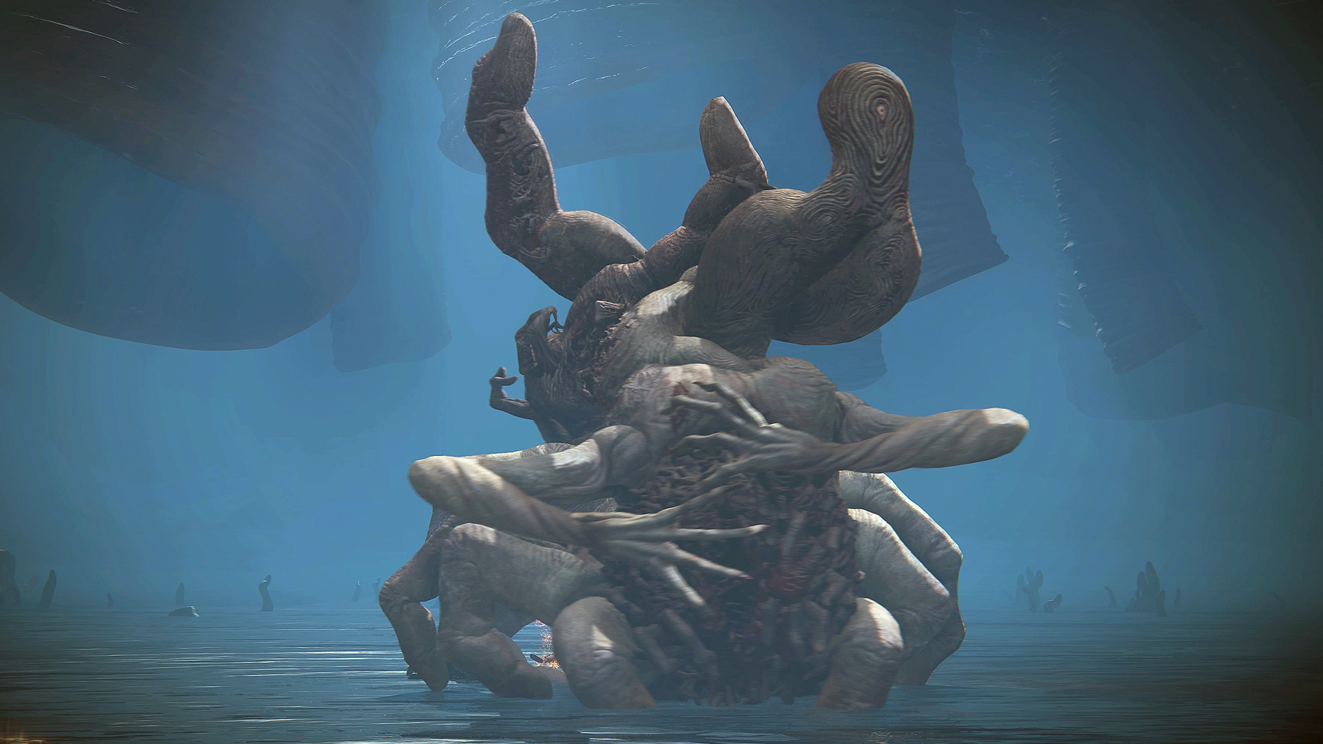 A screenshot of the boss Metyr, the Mother of Fingers in her arena from Elden Ring: Shadow of the Erdtree