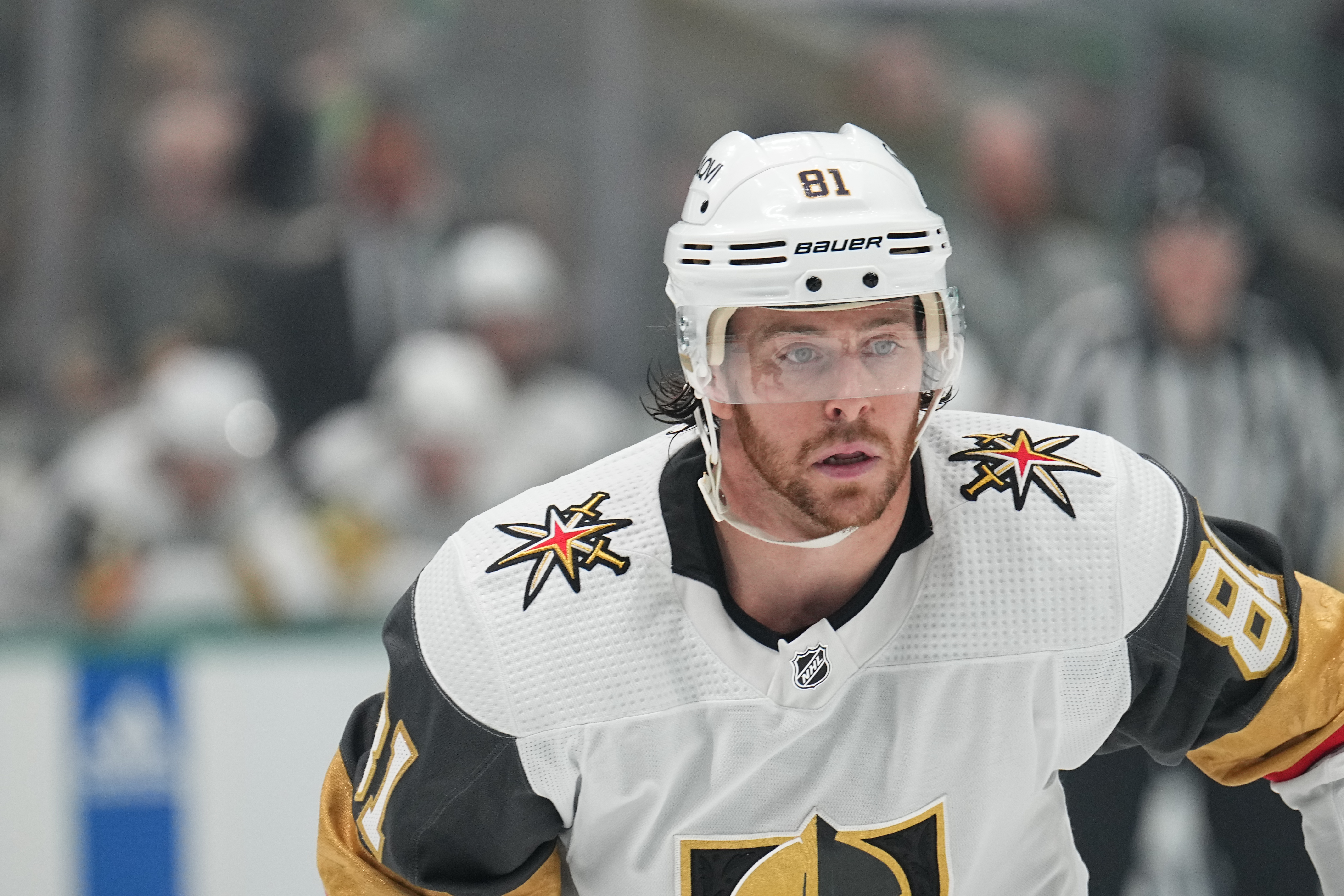 Jonathan Marchessault of the Vegas Golden Knights skates against the Dallas Stars at the American Airlines Center on May 5, 2024 in Dallas, Texas.