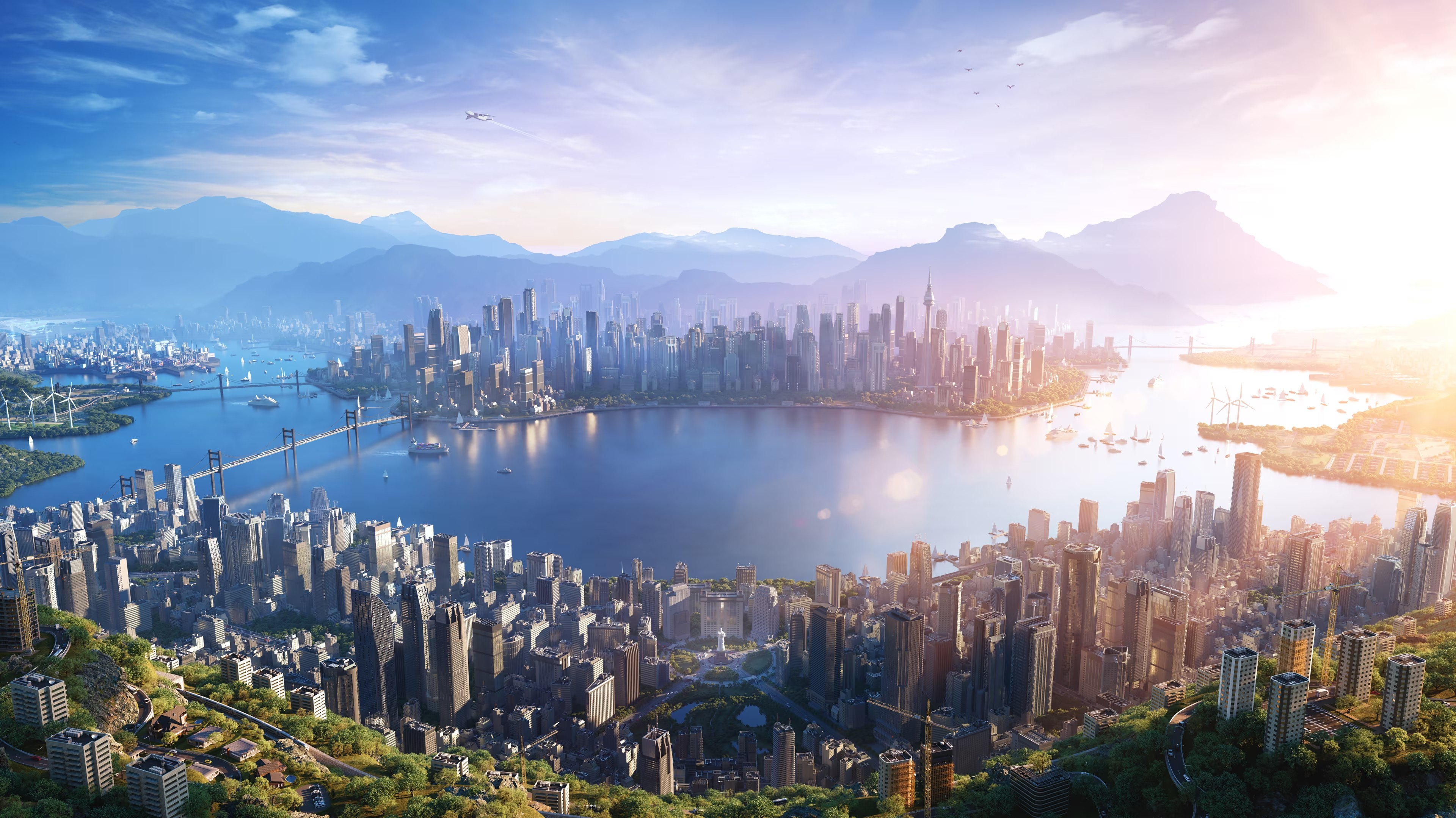 A promotional image for Cities Skylines 2