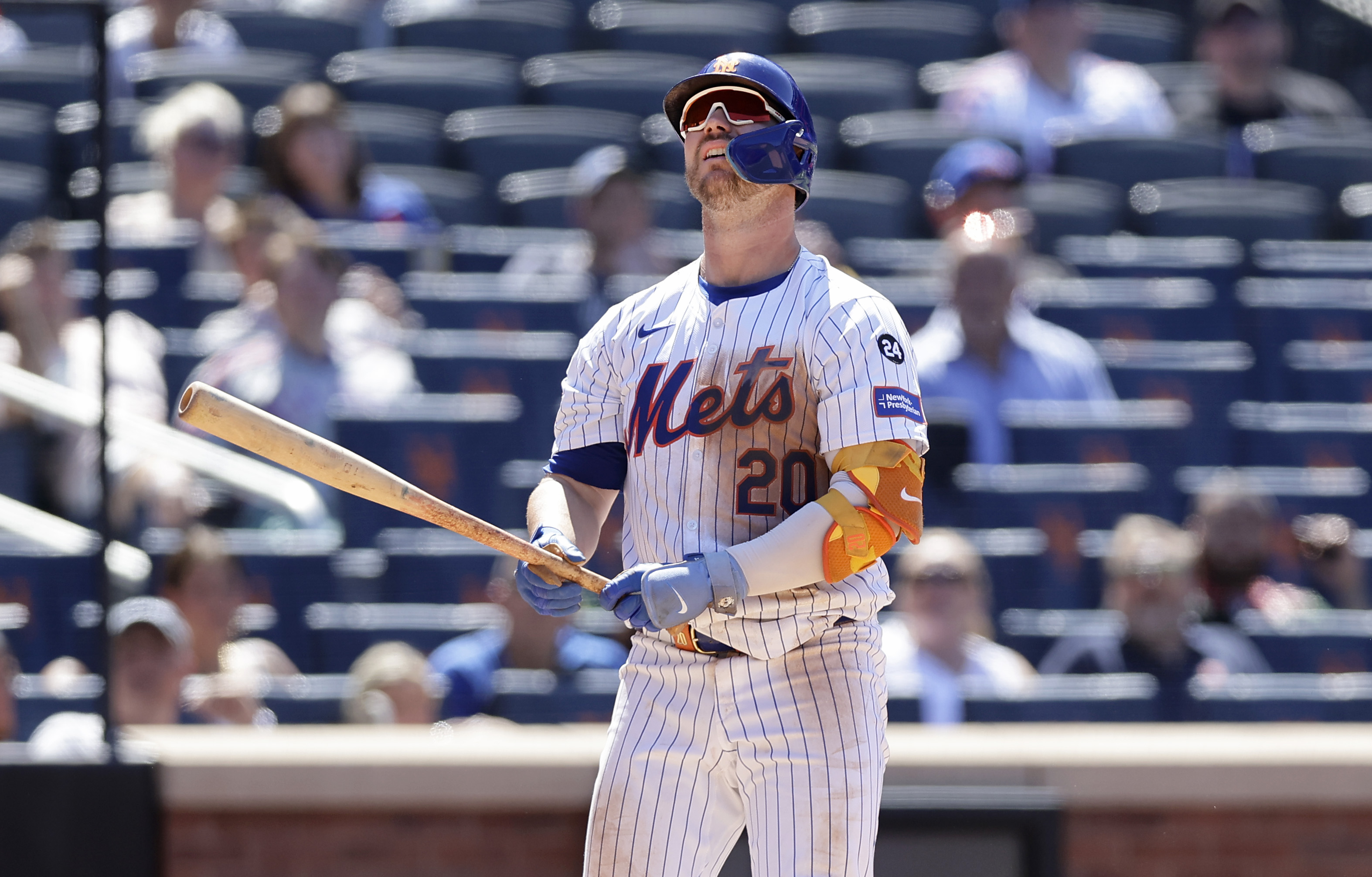 Pete Alonso #20 of the New York Mets in action against the Washington Nationals at Citi Field on July 11, 2024 in New York City. The Mets defeated the Nationals 7-0.