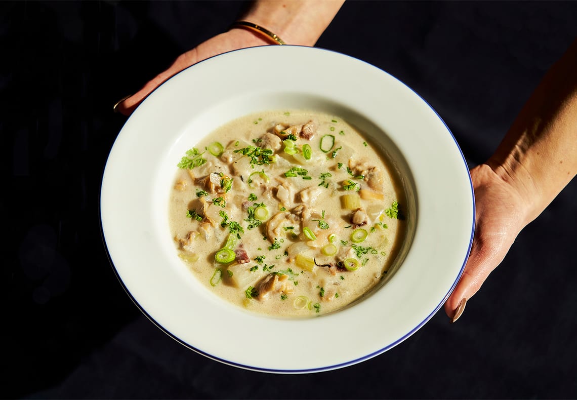 Double Clam Chowder at Seamark Seafood & Cocktails