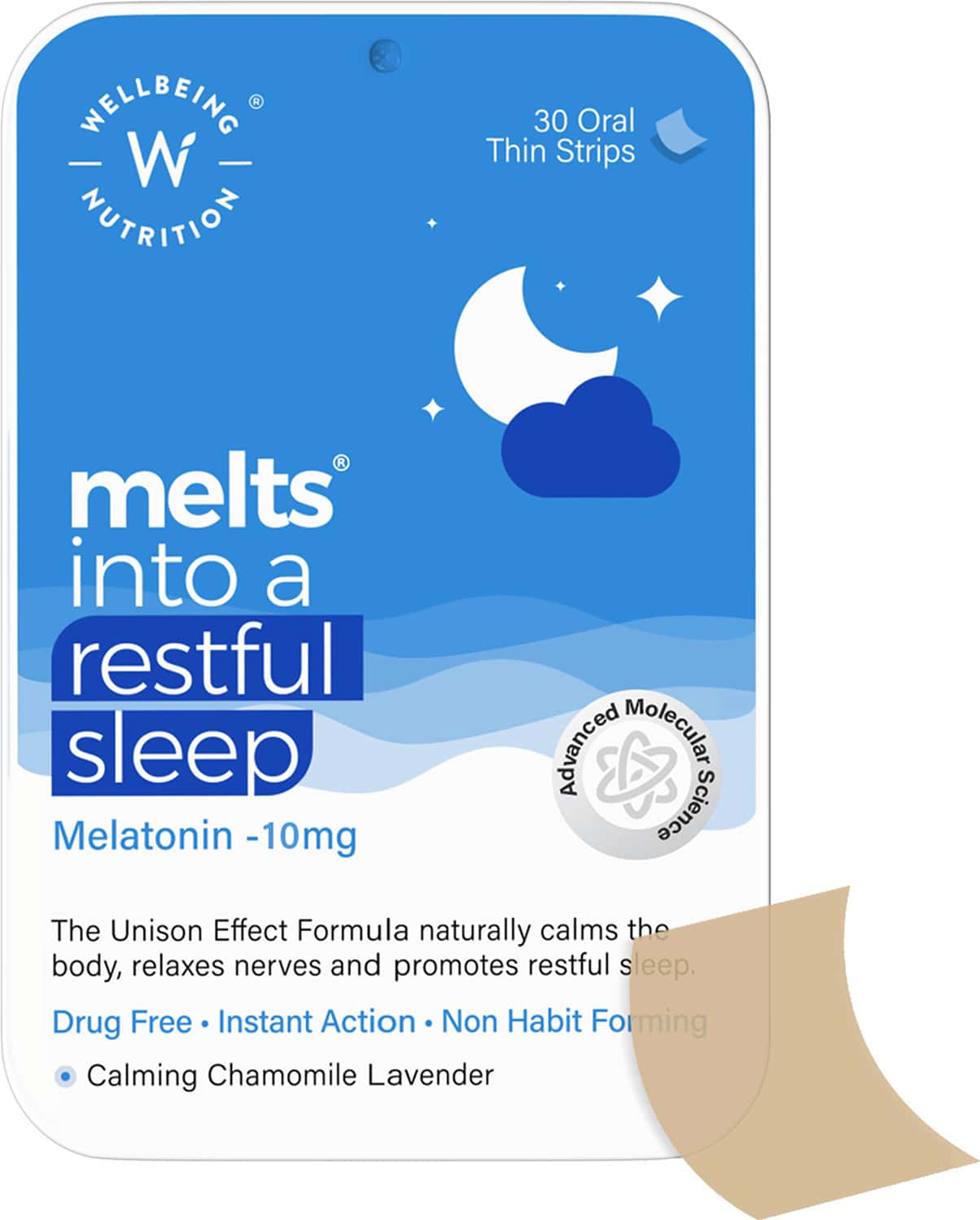 Wellbeing Nutrition Melts Restful Sleep-melatonin 10mg For Natural Sleep Cycle 30 Oral Strips