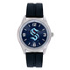 Seattle Kraken Men's Watch with the official NHL team logo on a navy blue dial with a black silicone adjustable band