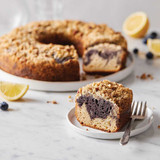 Lemon blueberry streusel cake made in the Tube Pan