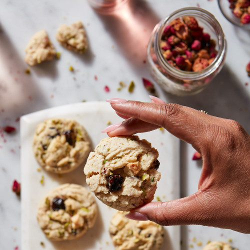 Rose Pistachio Cookies made with rose water