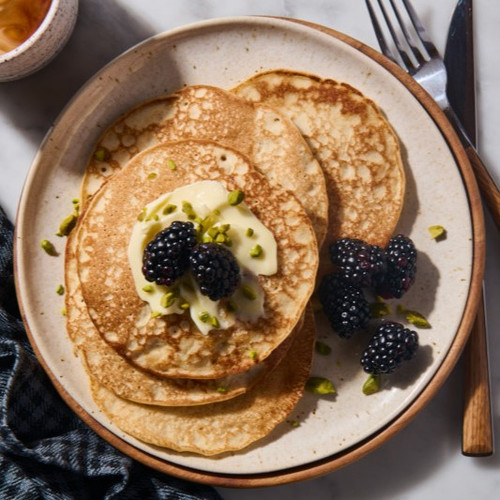 Stack of keto wheat pancakes