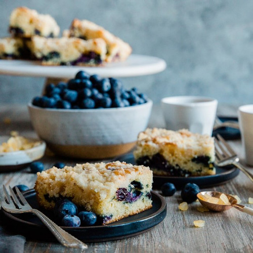 Blueberry Coffee Cake with Lemon Streusel made with Candied Lemon Peel