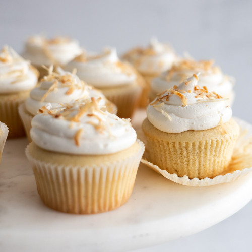 Coconut vanilla bean cupcakes made with Vanilla Bean Crush