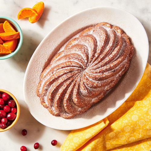 Cranberry orange quick bread mix with cinnamon sugar plus baked in the Pirouette Loaf Pan