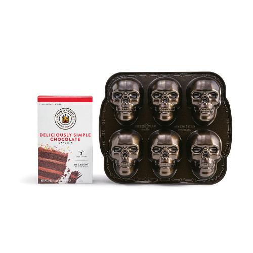 Chocolate Cake Mix and Haunted Skull Cakelette Pan Set