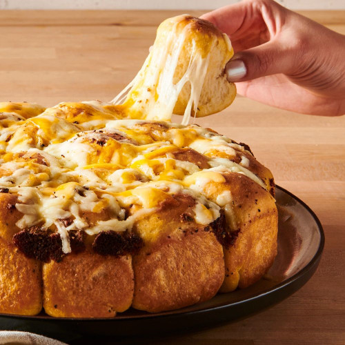 Cheese stuffed pull apart bread made with Pull-Apart Garlic Bread mix