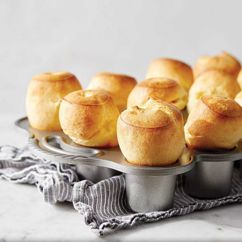 Golden popovers made in the Mini Popover Pan