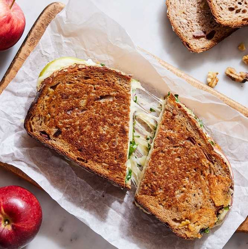 Apple cider oatmeal bread used for grilled cheese sandwich