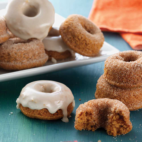 Doughnuts made with Pumpkin Spice Doughnut Mix