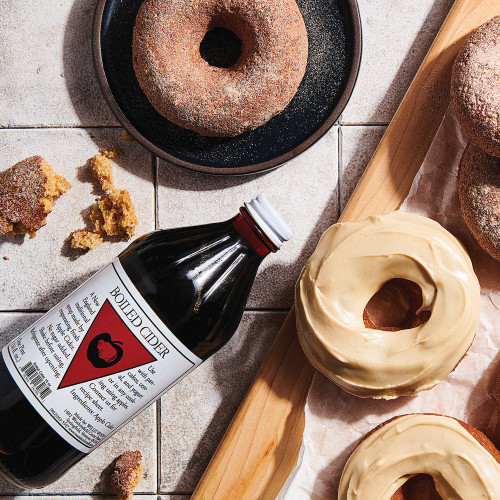 Apple cider baked doughnuts with maple glaze made with Vermont Boiled Cider