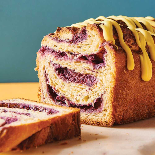 Lemon blueberry babka made in the Tea Loaf Pan