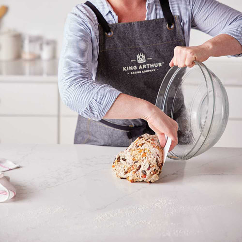 King Arthur Bowl Scraper being used to move bread dough from bowl