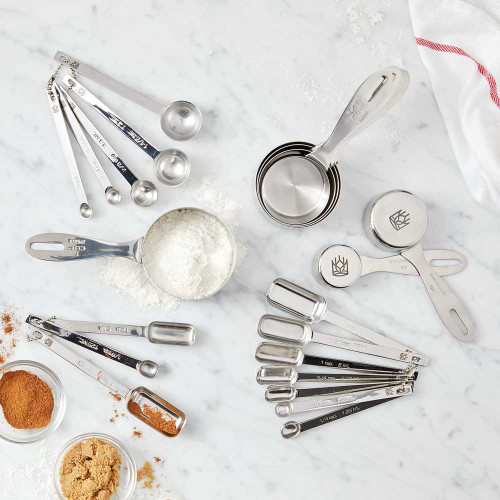 Odd Sized Measuring Spoons, Set of 5 displayed with other measuring tools.