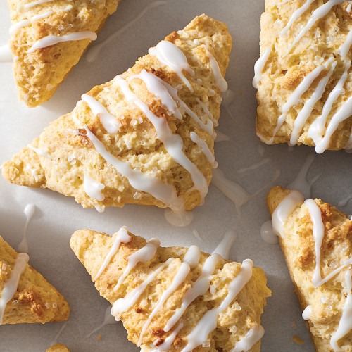 Vanilla cream scone with glaze made in Mini Scone Baking Pan