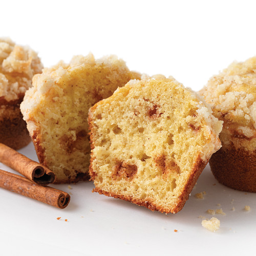 Spiced Eggnog Quick Bread and Muffin Mix with Streusel Topping baked as muffins