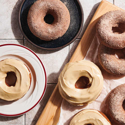 Apple cider baked doughnuts with maple glaze