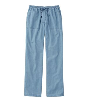 Women's Sunwashed Denim Pants, Straight-Leg