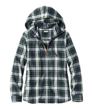 Women's Scotch Plaid Flannel Shirt, Relaxed Zip Hoodie