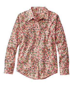 Women's Wrinkle-Free Pinpoint Oxford Shirt, Relaxed Fit Long-Sleeve Print