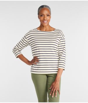 Women's Heritage Mariner Top, Boatneck Three-Quarter-Sleeve Stripe